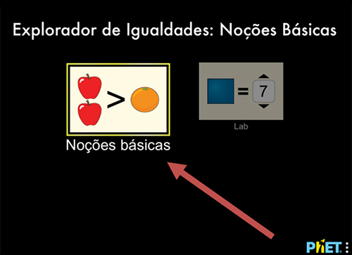 Print do Objeto virtual de aprendizagem (OVA) Explorador de Igualdades: Noções Básicas