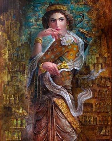 Foto da monarca sassânida, Borandukht, da Pérsia