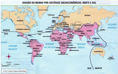 mapa divisão norte sul
