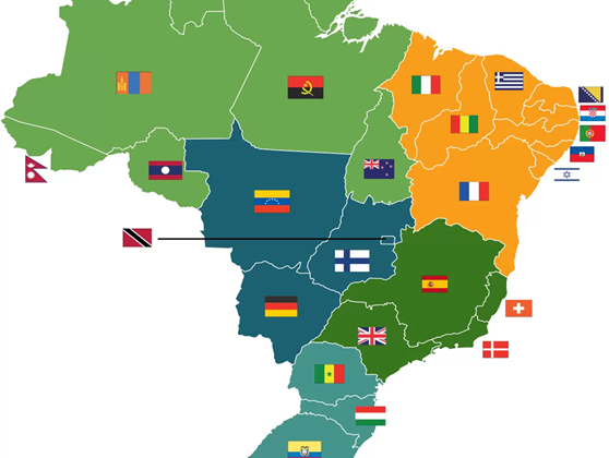 mapa países no brasil